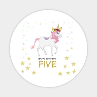 Fifth birthday. Five. Unicorn Birthday invitation. Party invitation greeting card Magnet